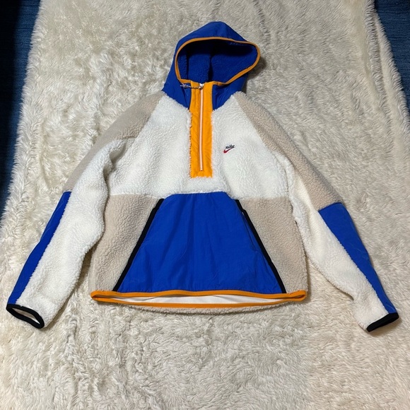 Nike Men's Blue Heritage Essentials Half Zip Sherpa Jacket - Size Medium - Picture 3 of 6